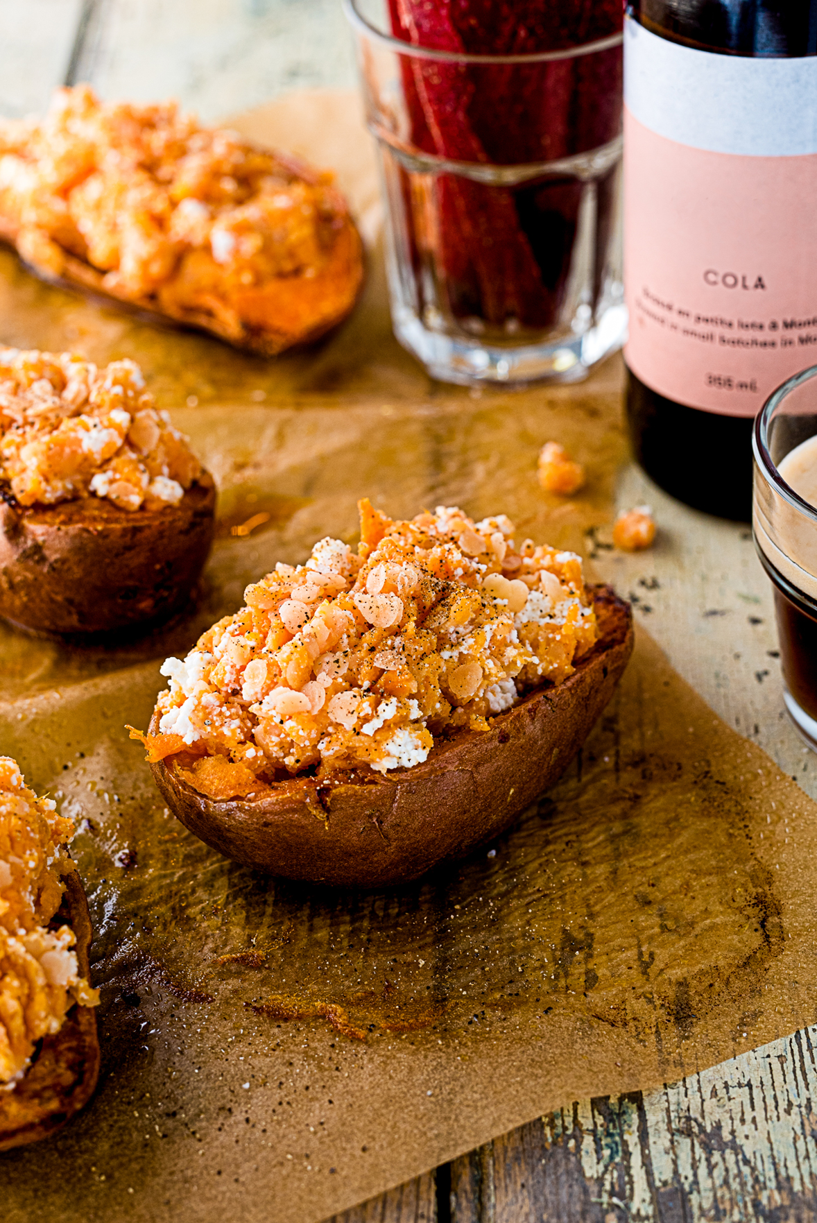 Pommes de terres farcies aux lentilles