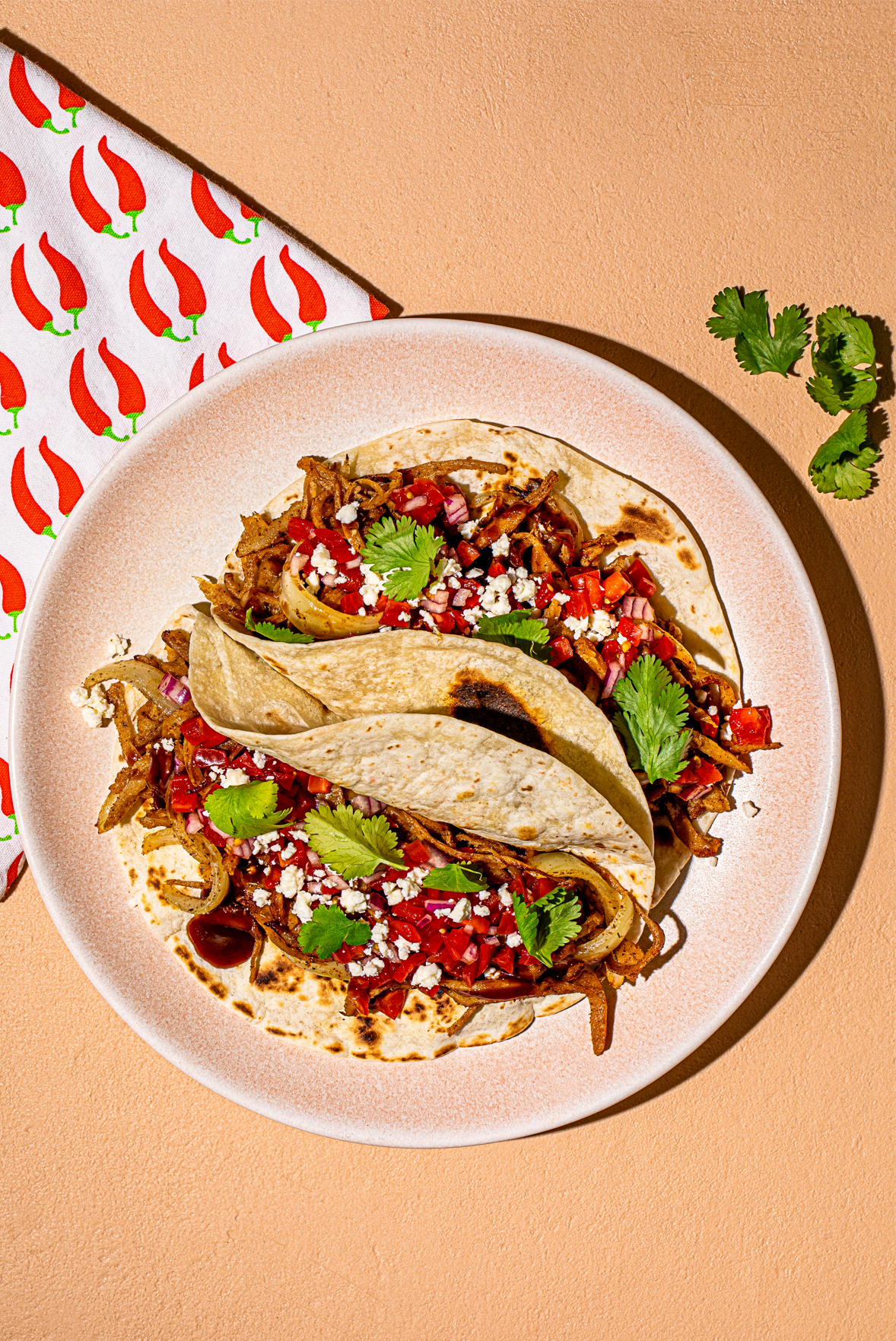 Tacos végé au seitan effiloché