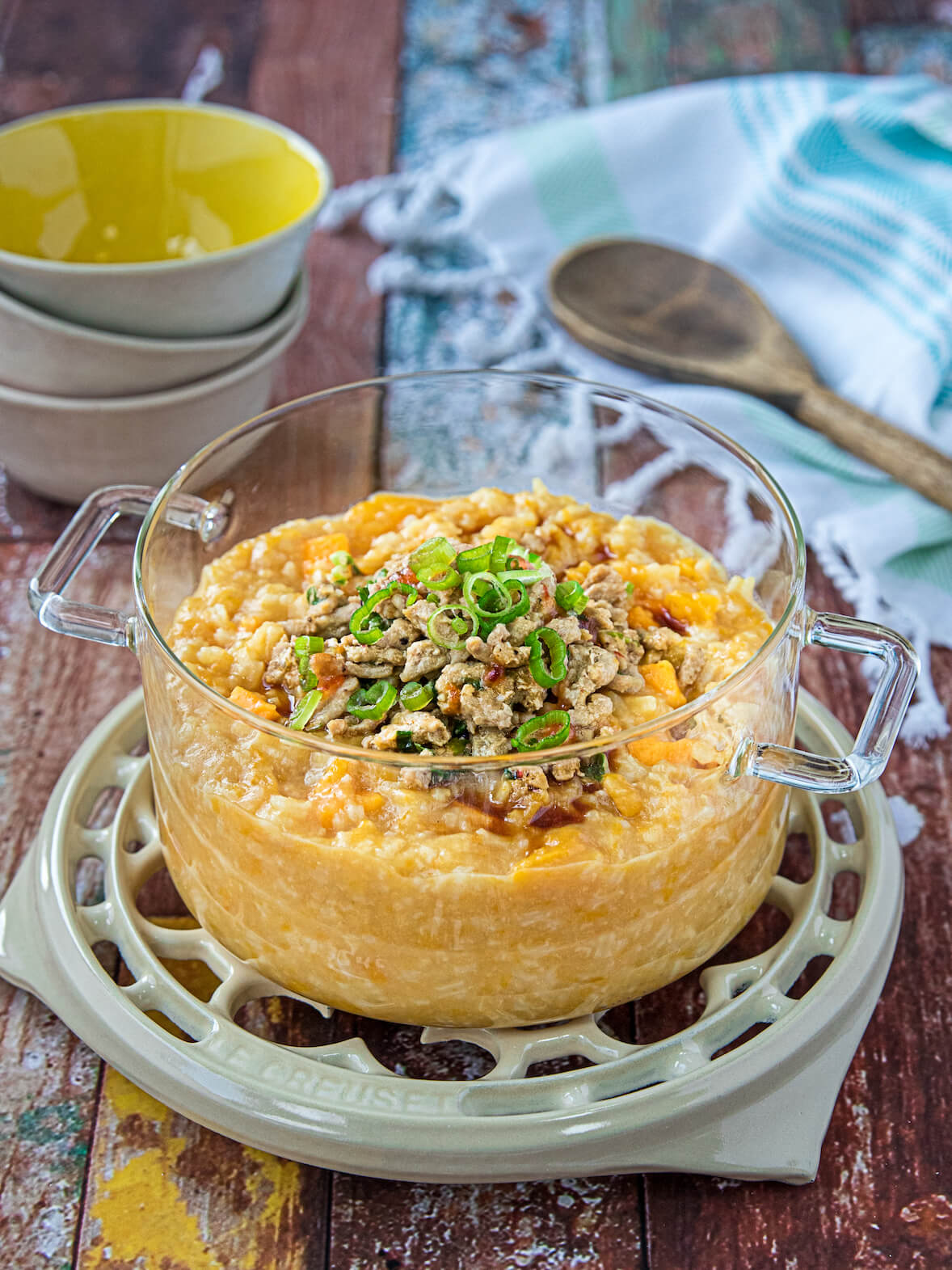 Congee à la courge et à la dinde