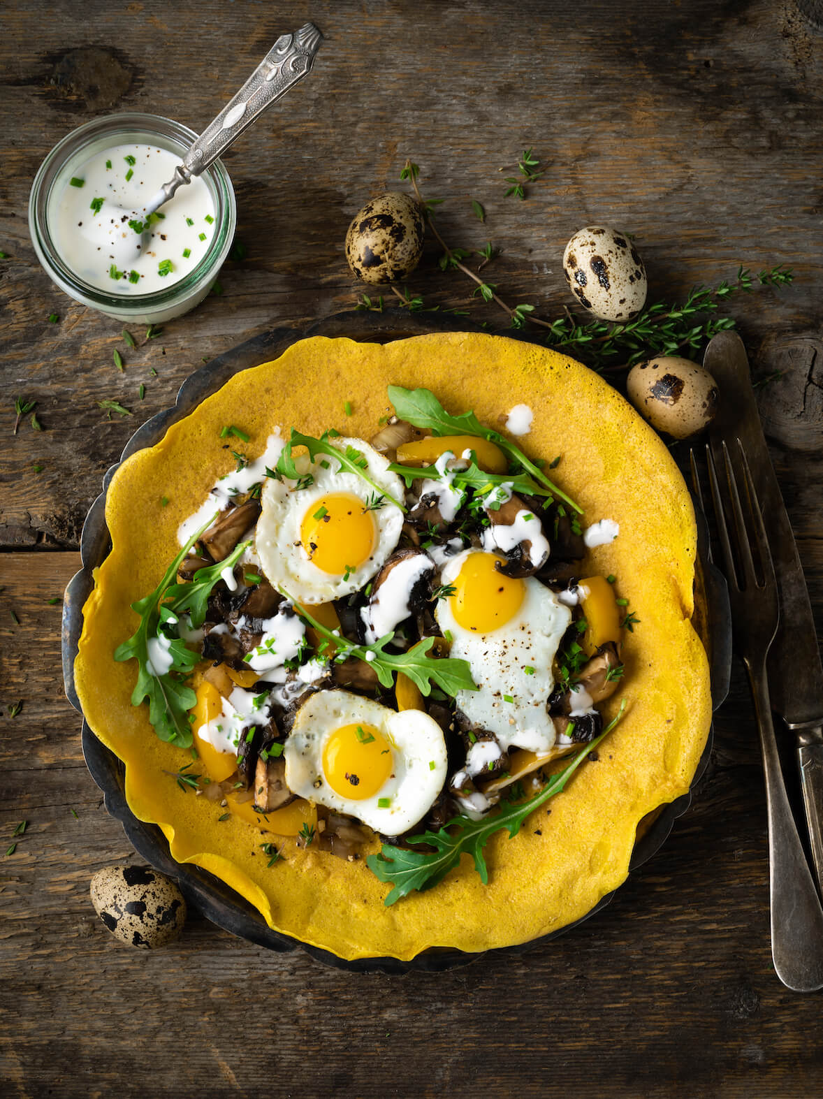 Socca aux champignons portobello et au balsamique