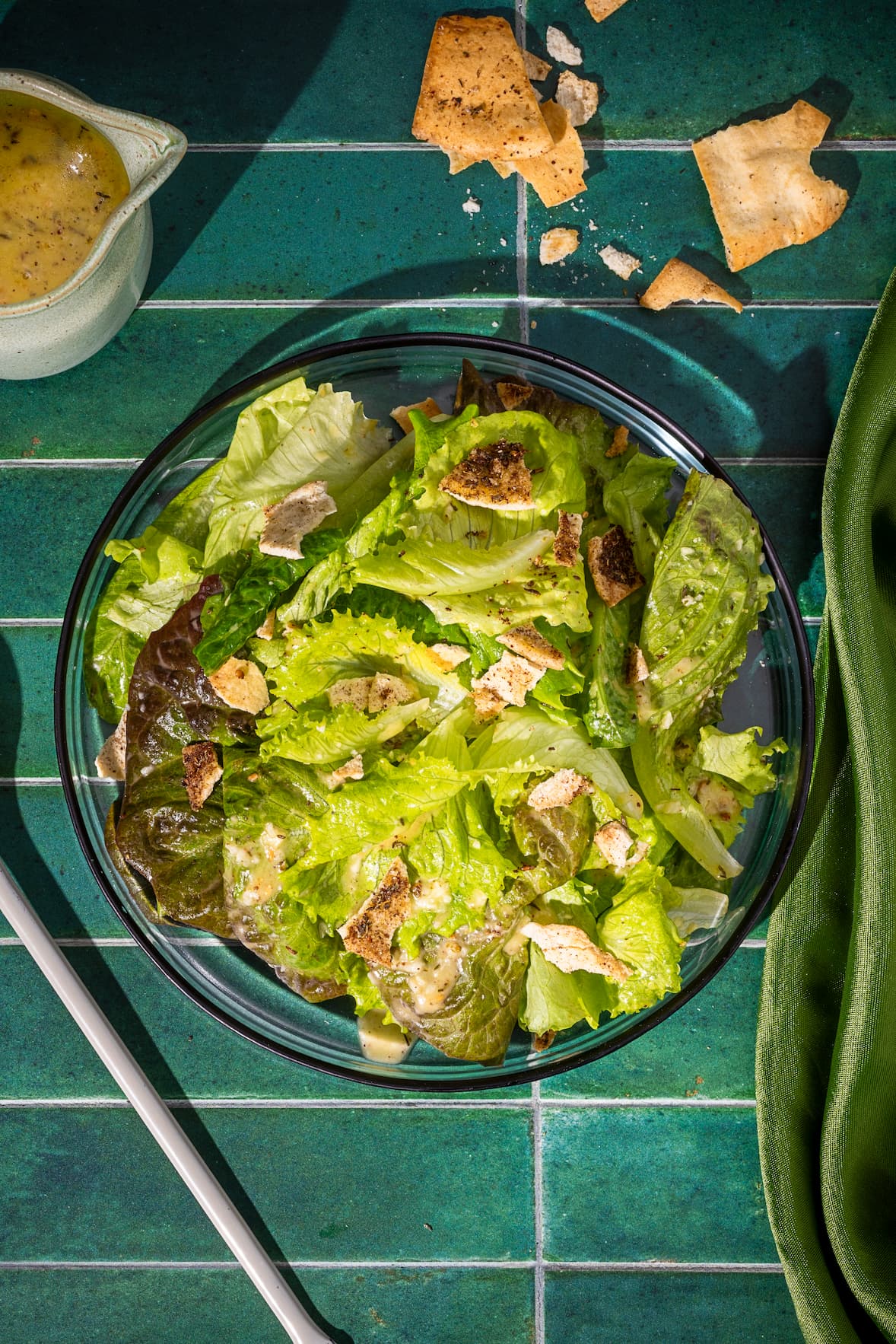 Salade verte avec vinaigrette aux épices zaatar