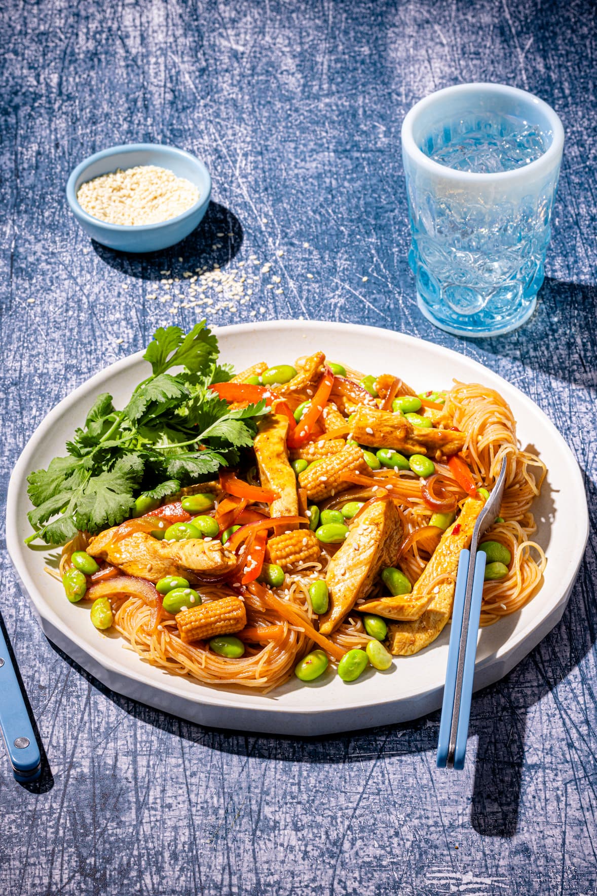 Sauté de poulet avec vermicelles de riz