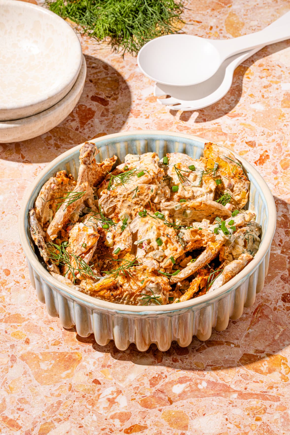 Salade de pommes de terre smashed