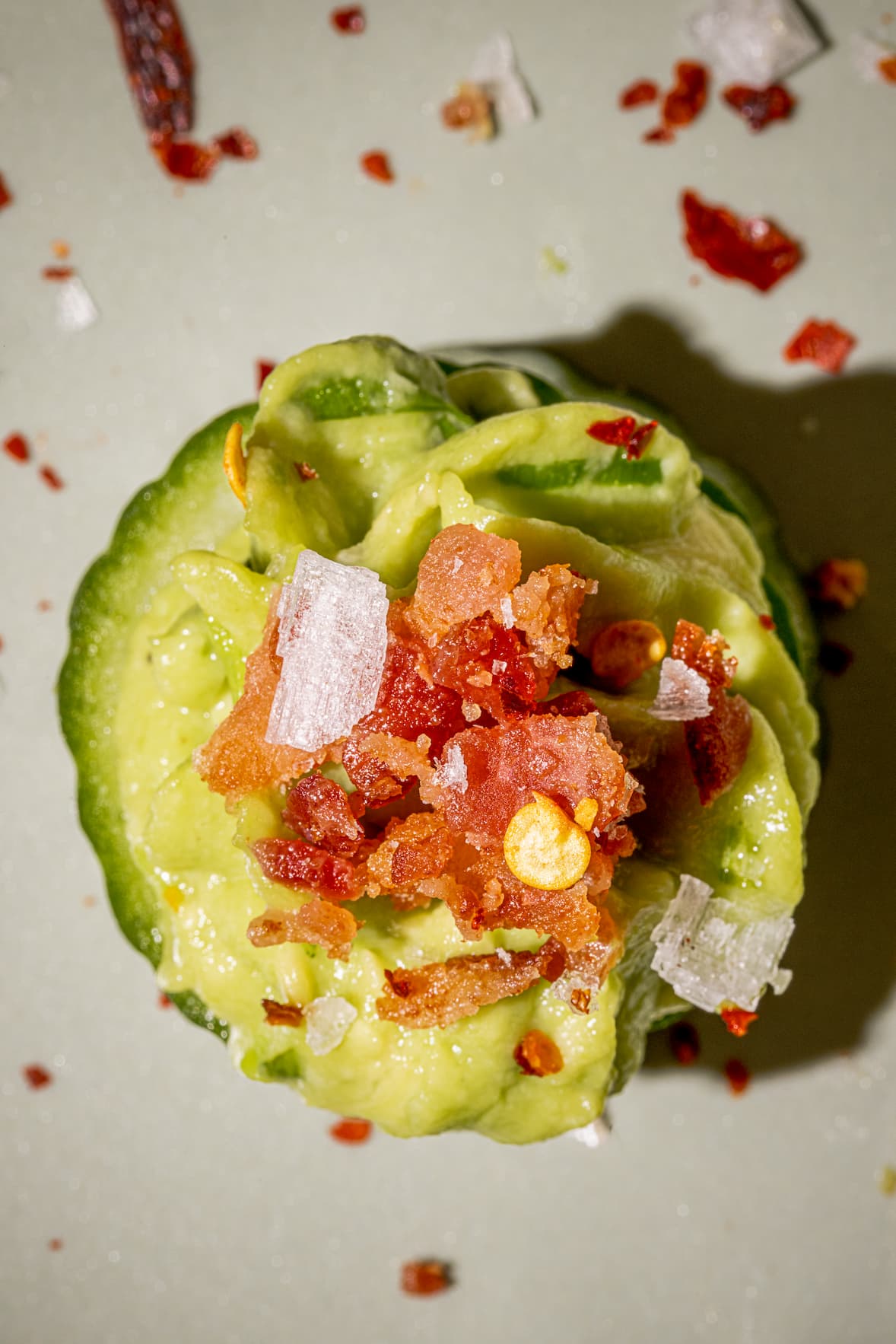 Bouchée avocat bacon et concombre