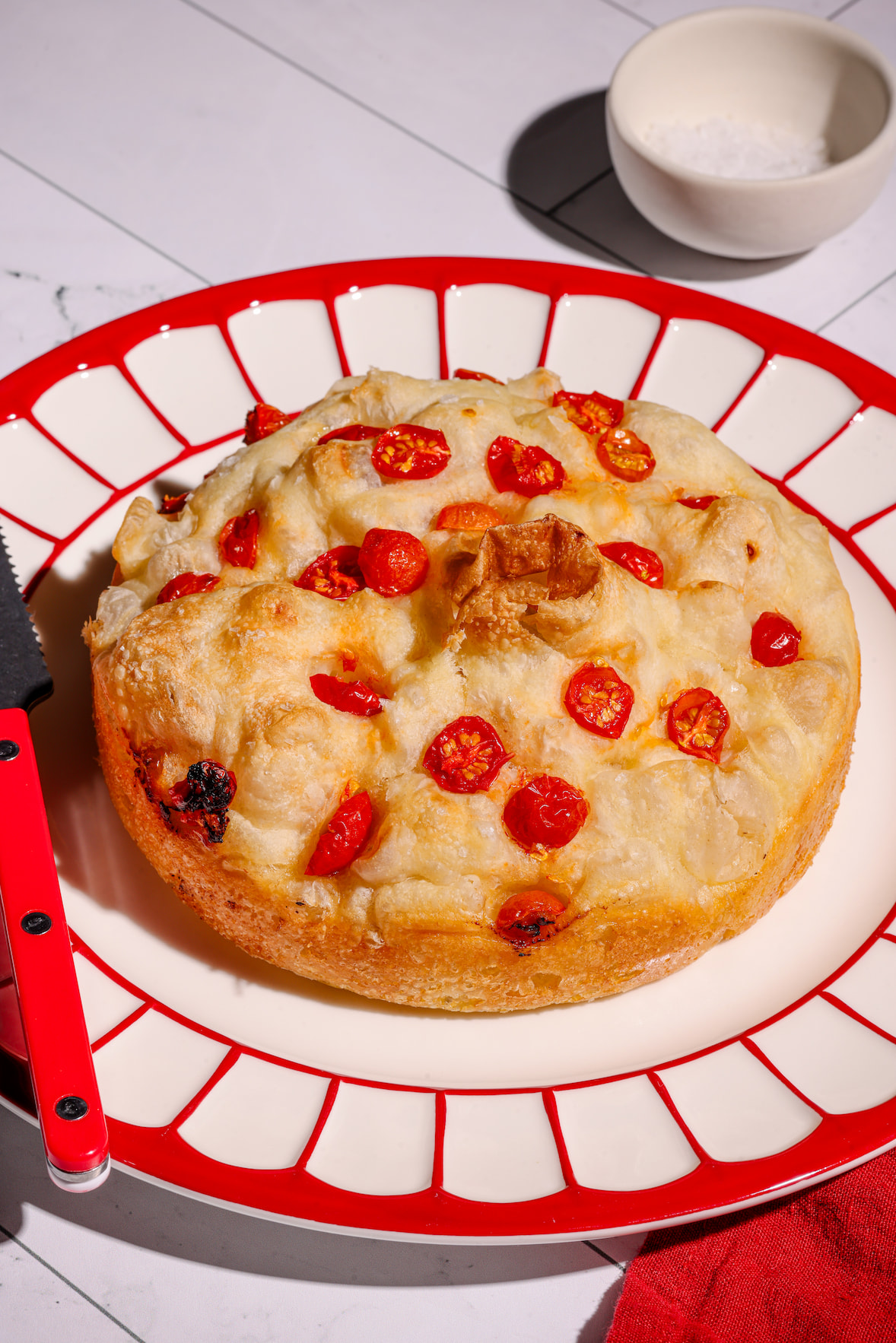 Focaccia aux tomates cerise (avec levure chimique)