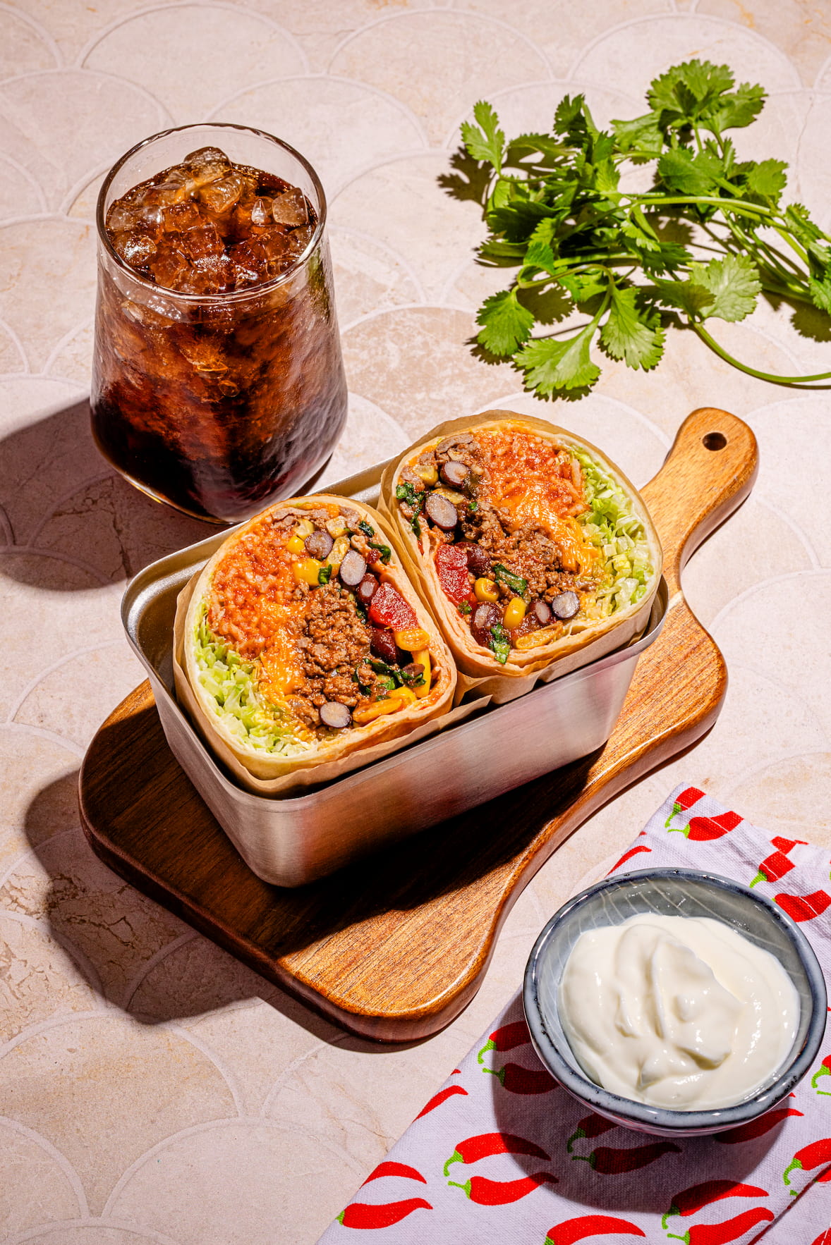 Burrito au boeuf style tex-mex avec riz à la mexicaine maison