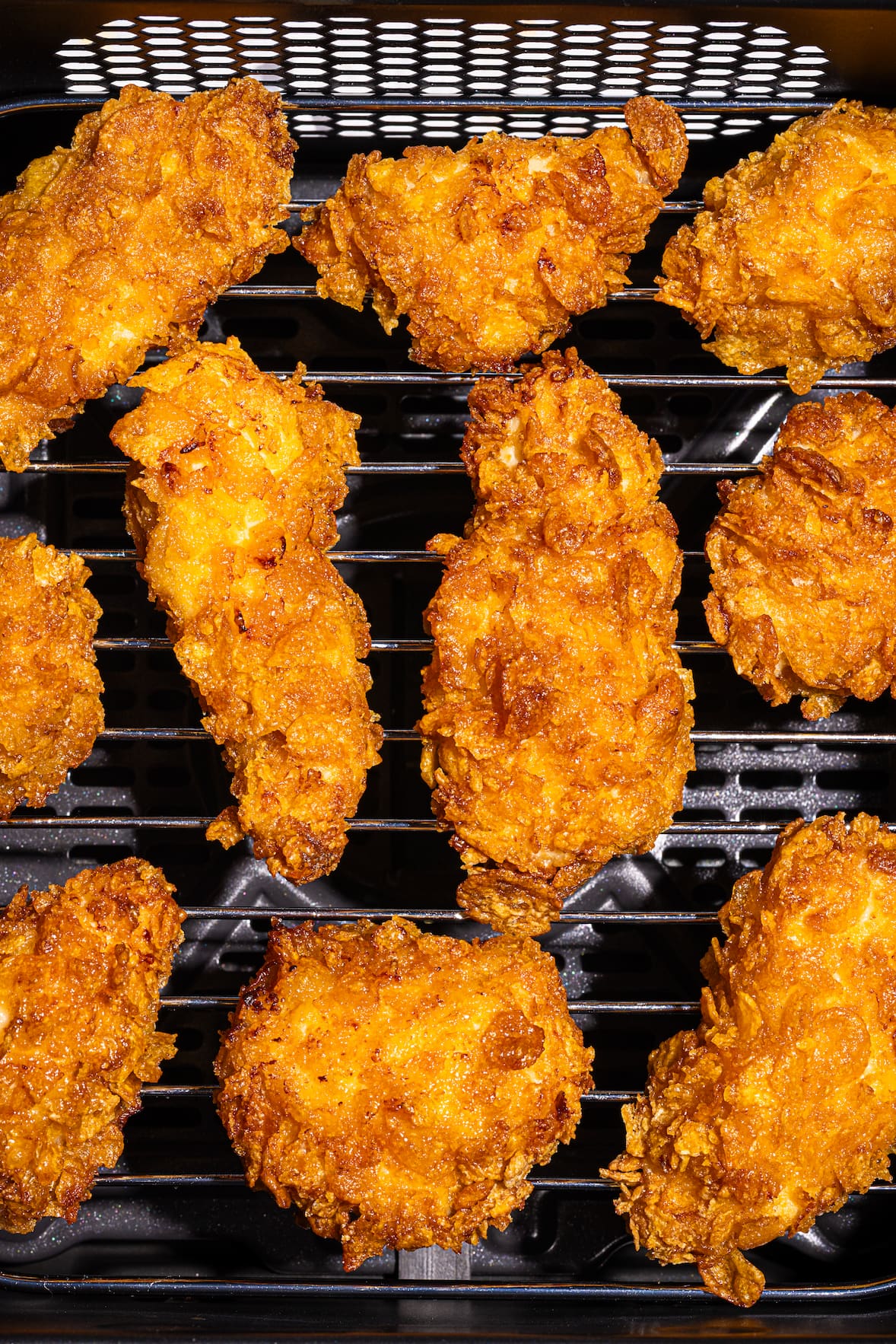 Croquettes de poulet au air fryer en lanières croustillantes en croûte de céréales