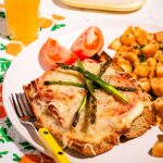 Baguette gratinée jambon oeuf et asperges