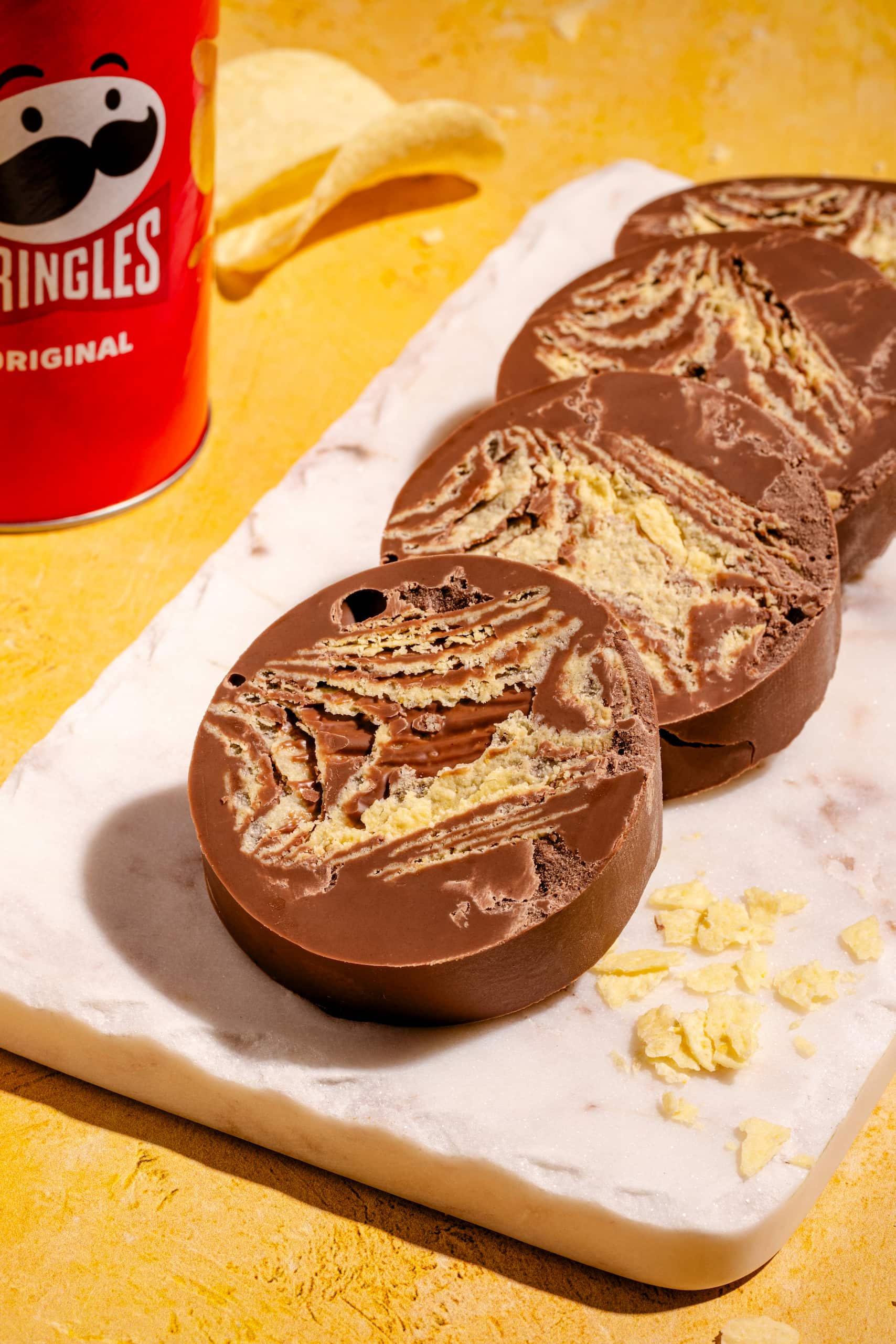 Pringles au chocolat maison facile tranchées en rondelles