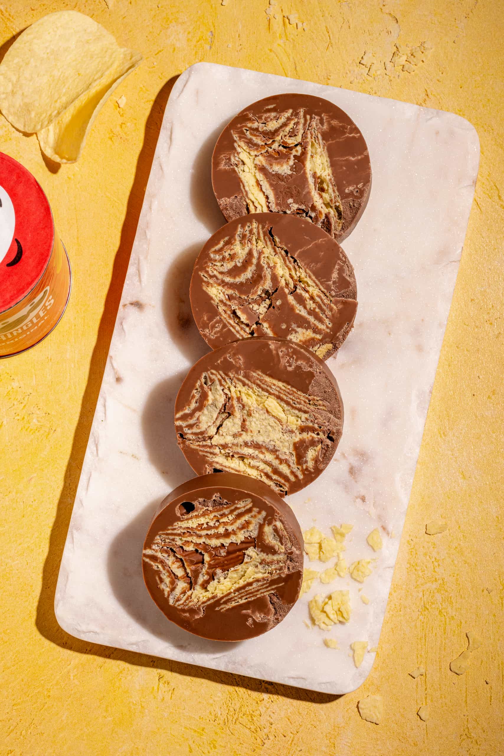 Pringles au chocolat maison facile tranchées en rondelles