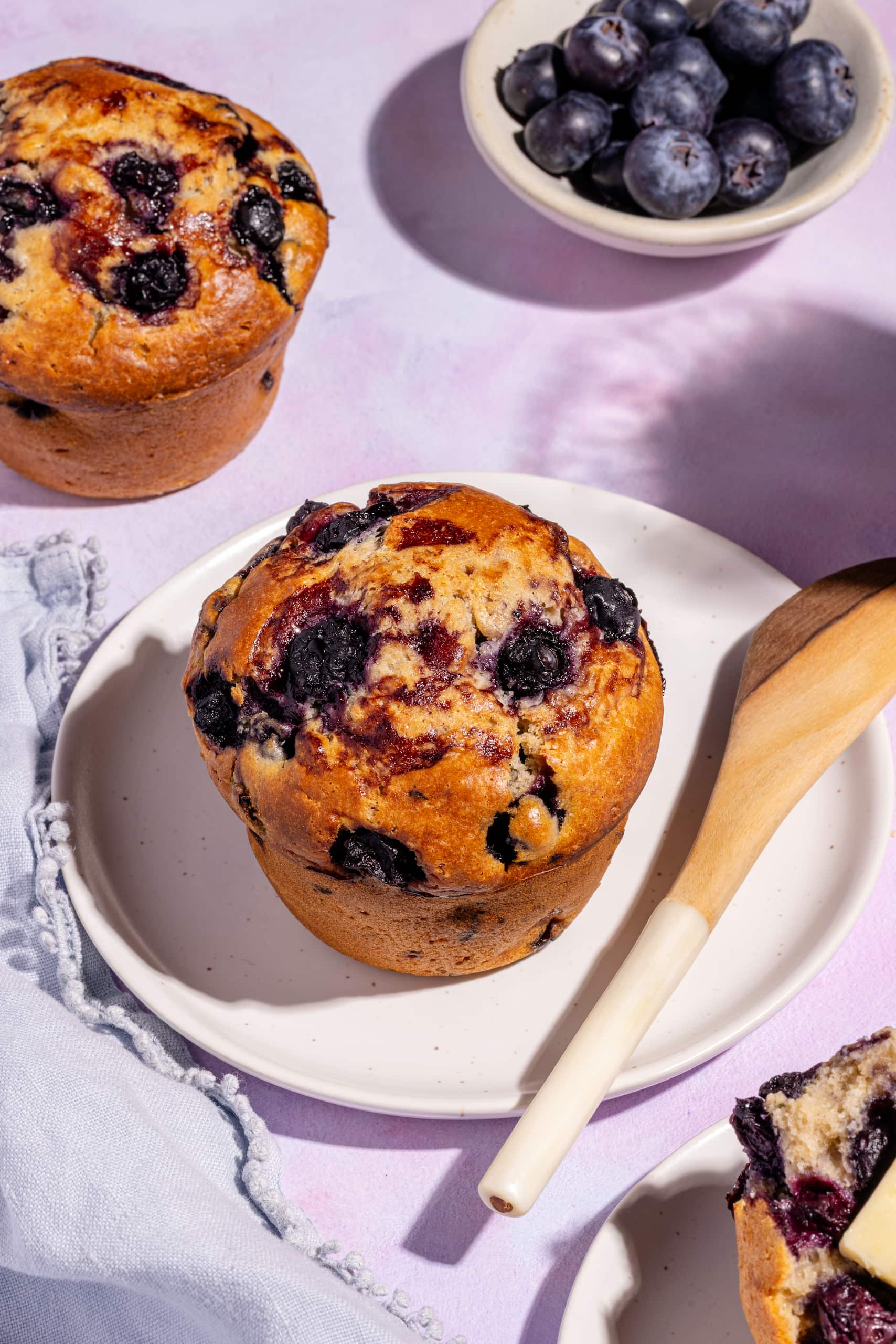 Muffins géants bleuets-citron moelleux maison avec dôme bien levé