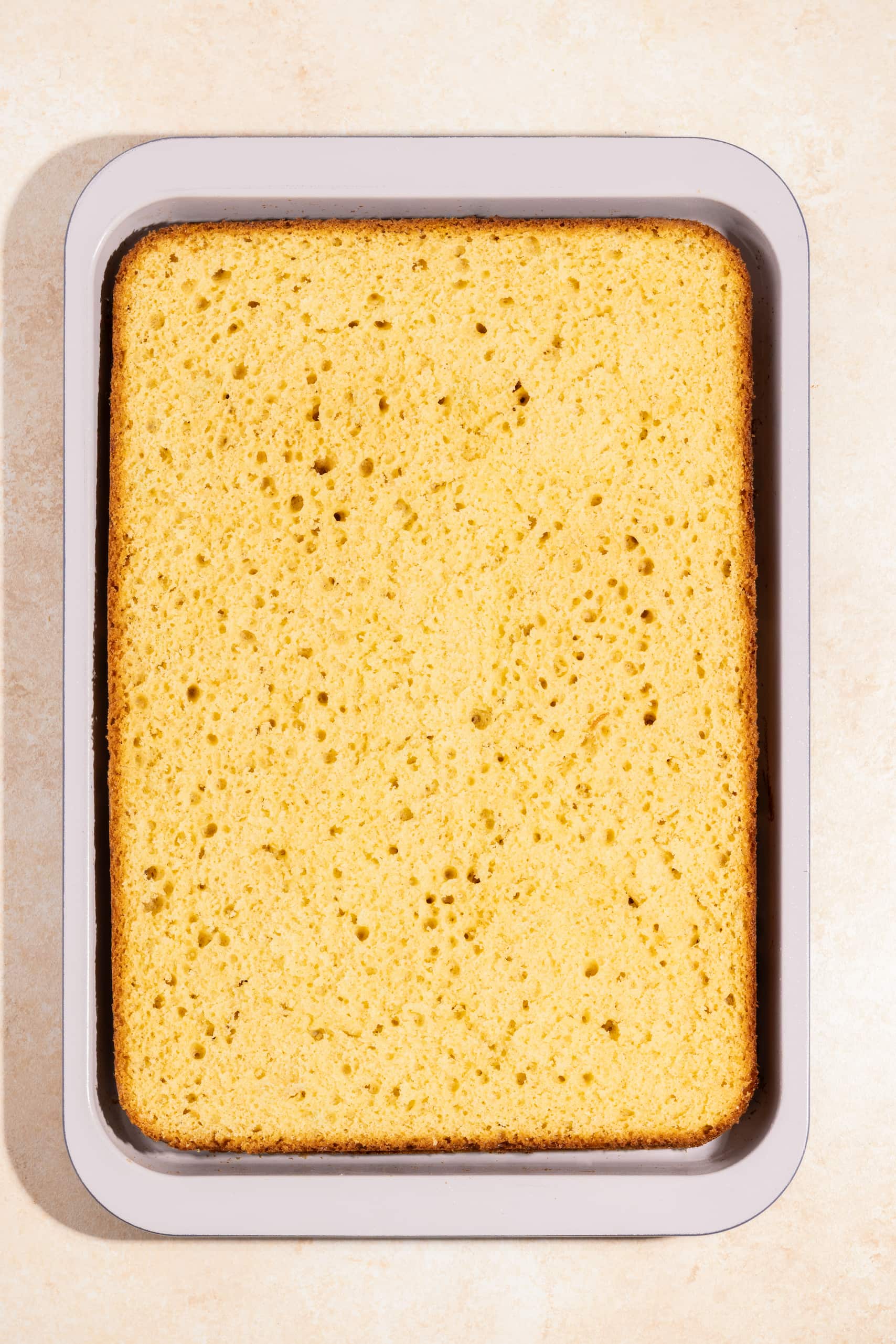 Sponge cake à la plaque doré et moelleux prêt à servir en dessert facile