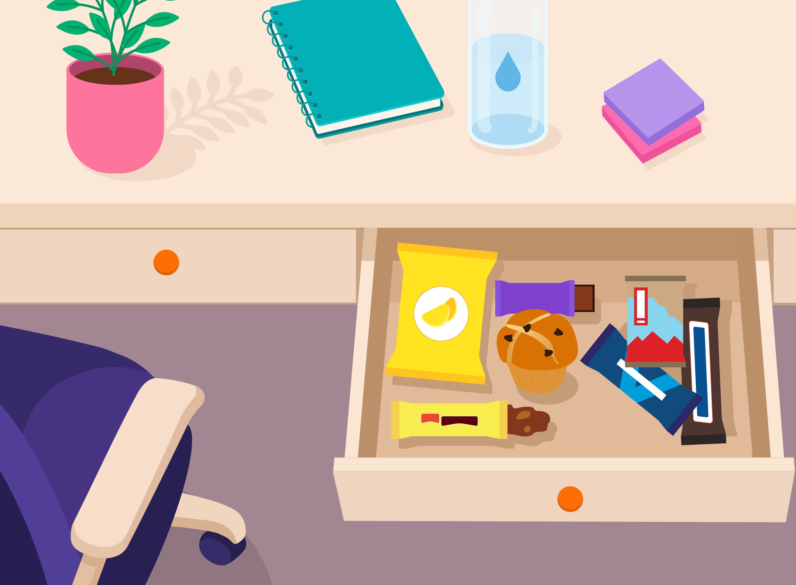 Aliments ultra transformés au travail - collations de bureau