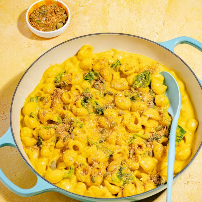 Pâtes crémeuses avec sauce protéinée à la courge